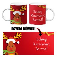 Karácsonyi bögre - Szarvasos egyedi névvel