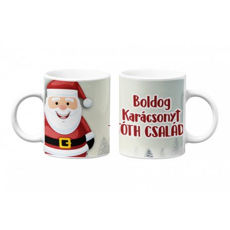 Karácsonyi mikulásos bögre egyedi névvel