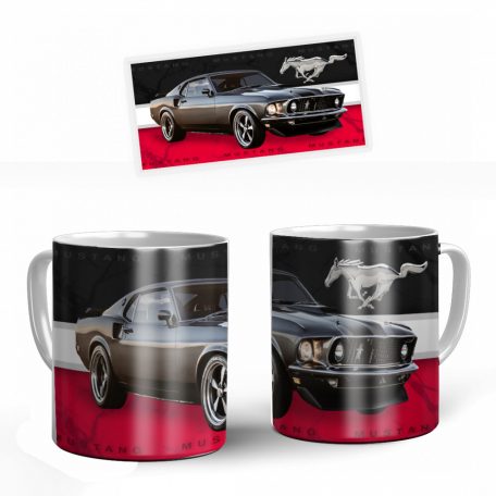 Mustang autós ezüst bögre